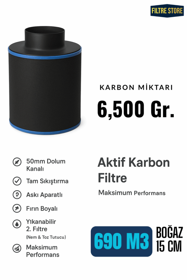Aktif Karbon Filtre  690m3/h 150mm